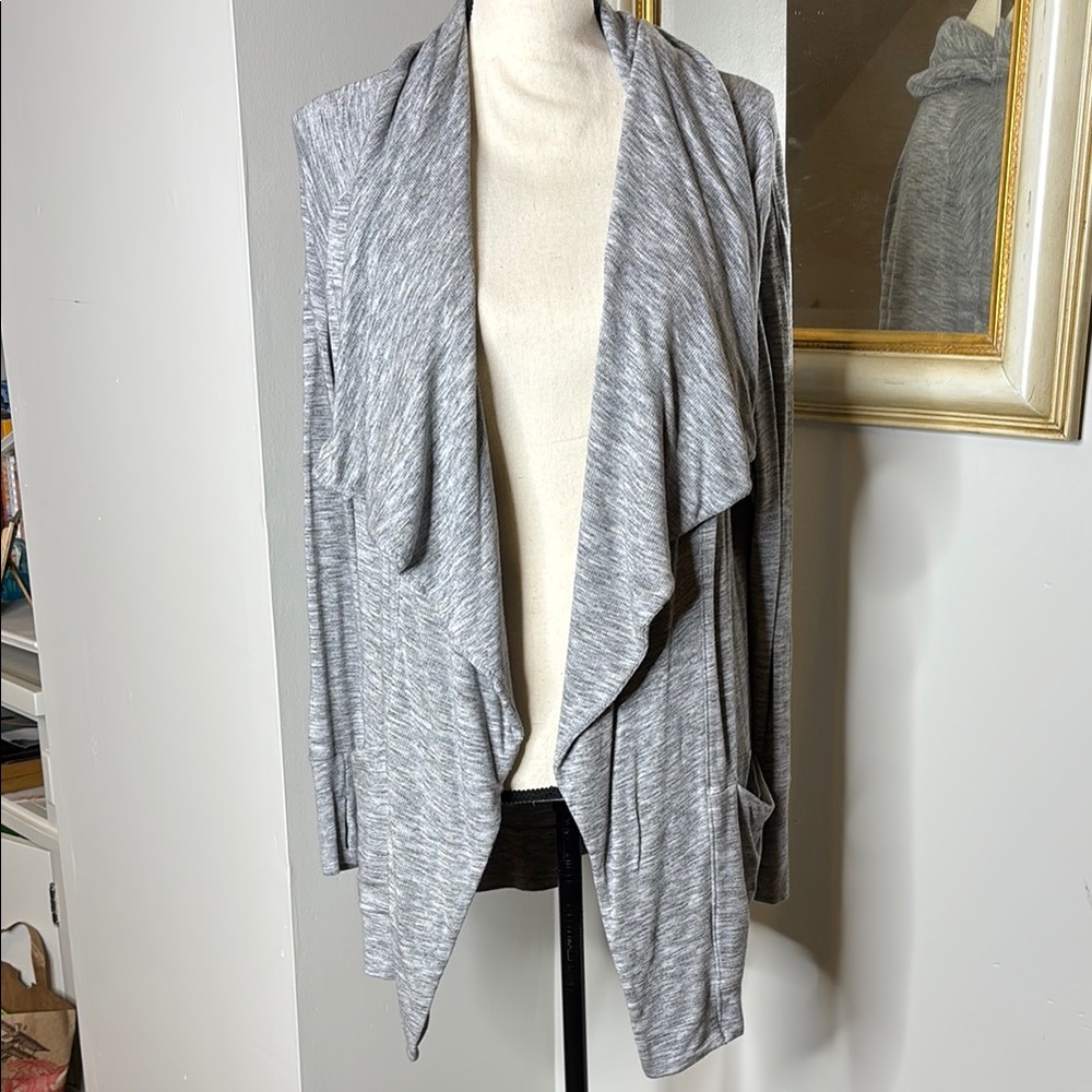 Athleta Gray Draped Cardigan Sweater